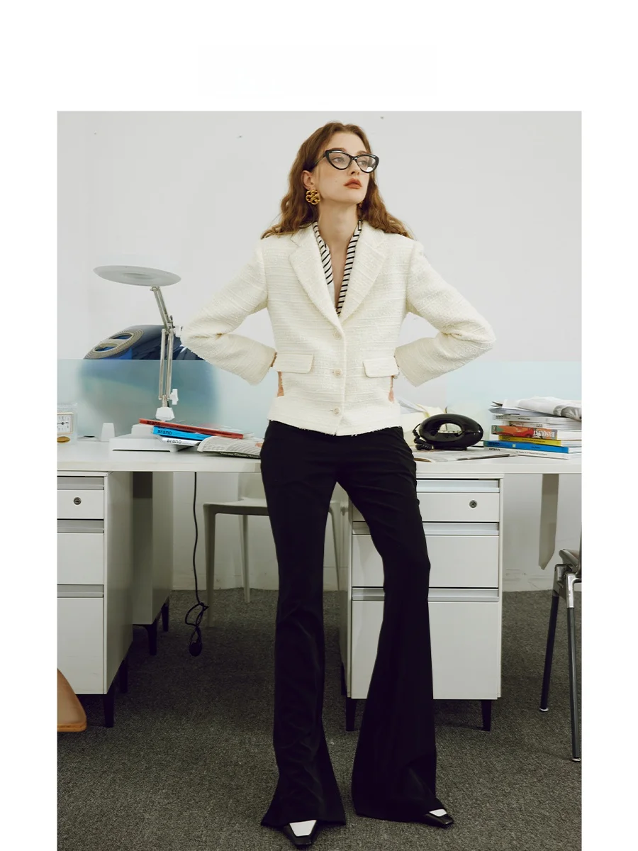 

Havehas Spring Autumn High Waist Flared Pants Smooth Fabric Straight Leg Long Trousers Suit Pants Commute Sle Ladies Jeans