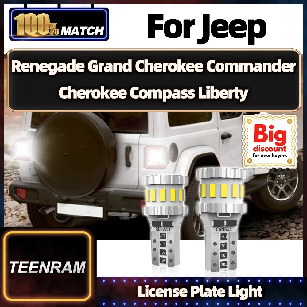 

Roadsun For Jeep Renegade Grand Cherokee Commander Cherokee Compass Liberty 2PCS Plug And Play Car LED License Plate Light Bulb