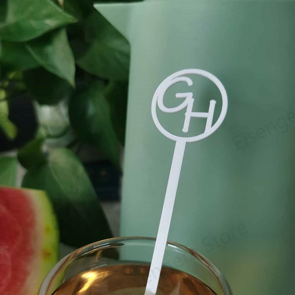 

100Pcs Personalized Drink Stirrers Stir Stick Swizzle Sticks Custom Picks Name Card Wedding Decor Cocktail Gift 14CM 10CM