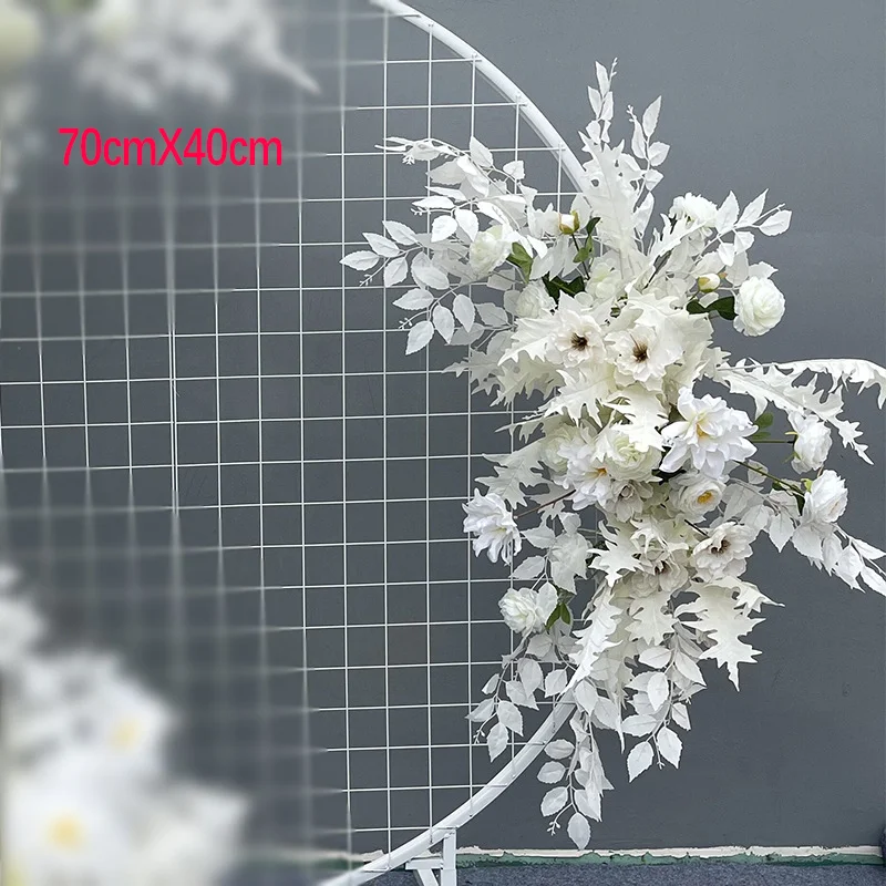 Künstliche Rose mit grünen Blättern, Hochzeits-Halbmond-Blumenreihe, Tischblumenball, T-Bühnen-Dekoration, florale Hochzeitsdekorationen – Detail 9
