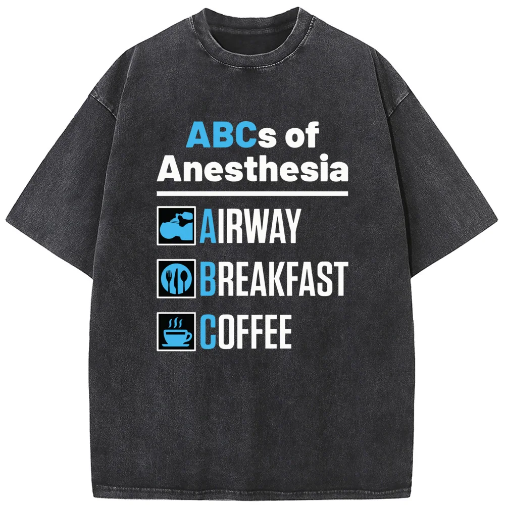 Anaesthesiologist Anesthesiology Doctor Nurse Funny ABCs of Anesthesia Essential T-Shirt 230g Cotton Washed Retro Vintage TShirt