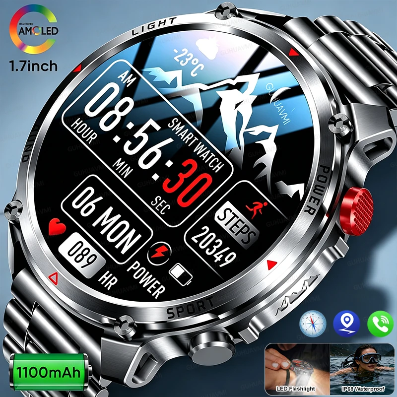 NEW T-Rex3 1100 MAh Battery Smart Watch Outdoor GPS Sport Trajectory Compass LED Flashlight IP68 Waterproof Bluetooth Call Watch