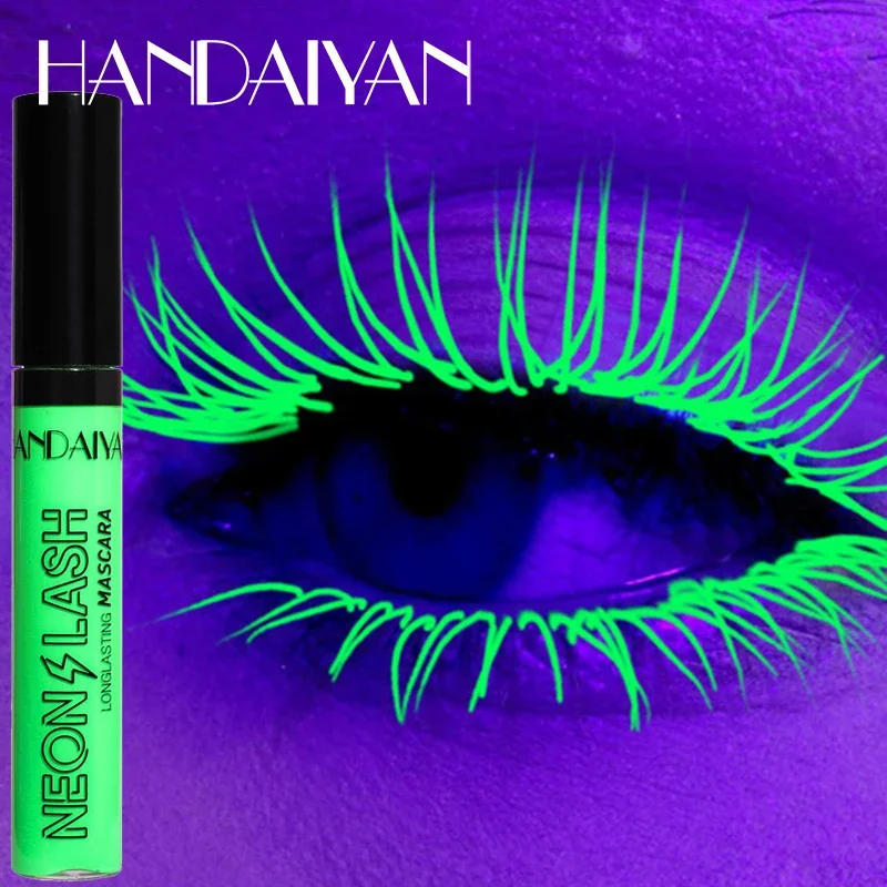 Fluor zierende Mascara-Verlängerung für Wimpern verlängerung Augen-Make-up 6-Farben-UV-Wimpern lang anhaltende wasserdichte leuchtende Mascara-Creme