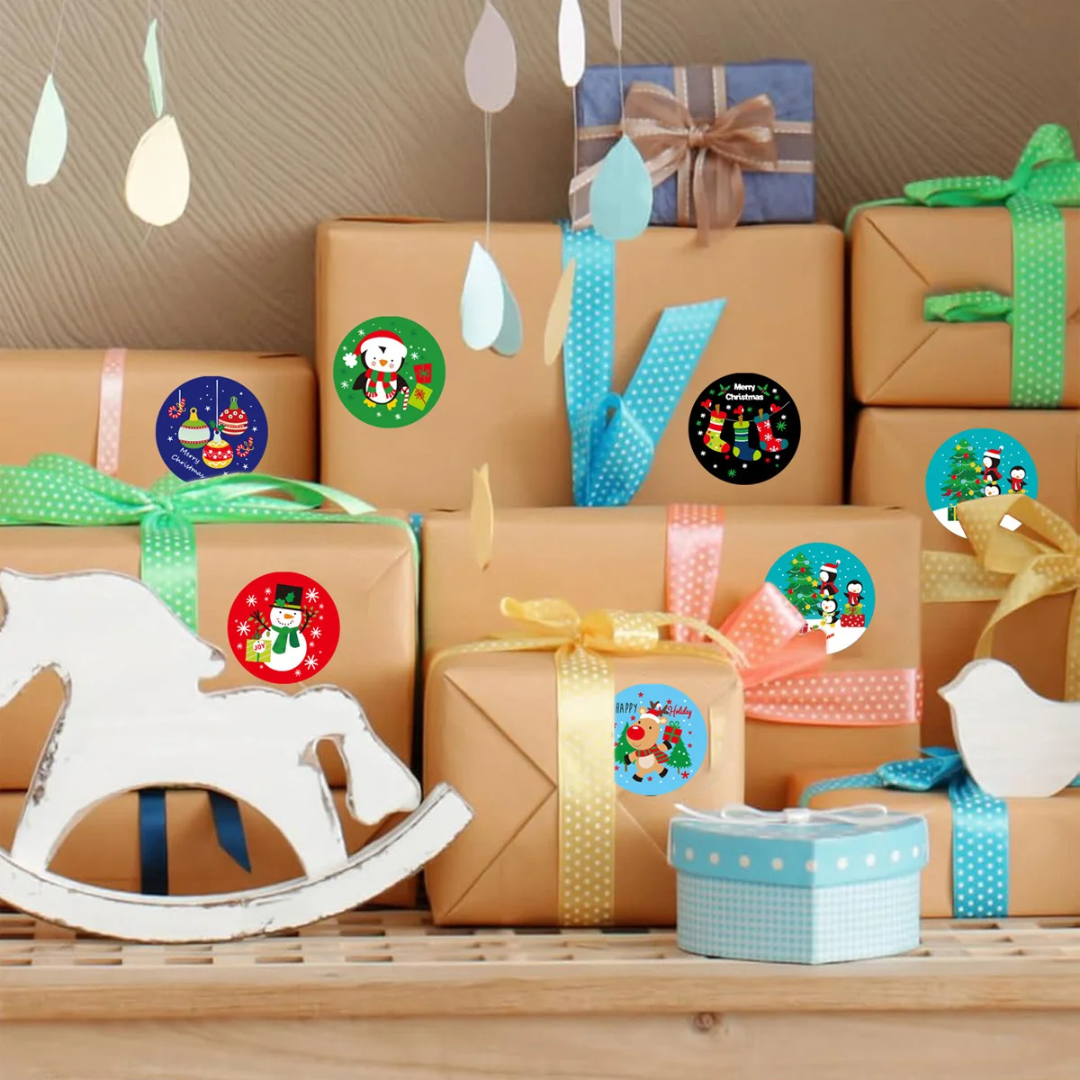 500개 크리스마스 만화 스티커, 귀여운 만화 장식 스티커, 휴대폰 케이스, 물컵 및 노트북용, 귀여운