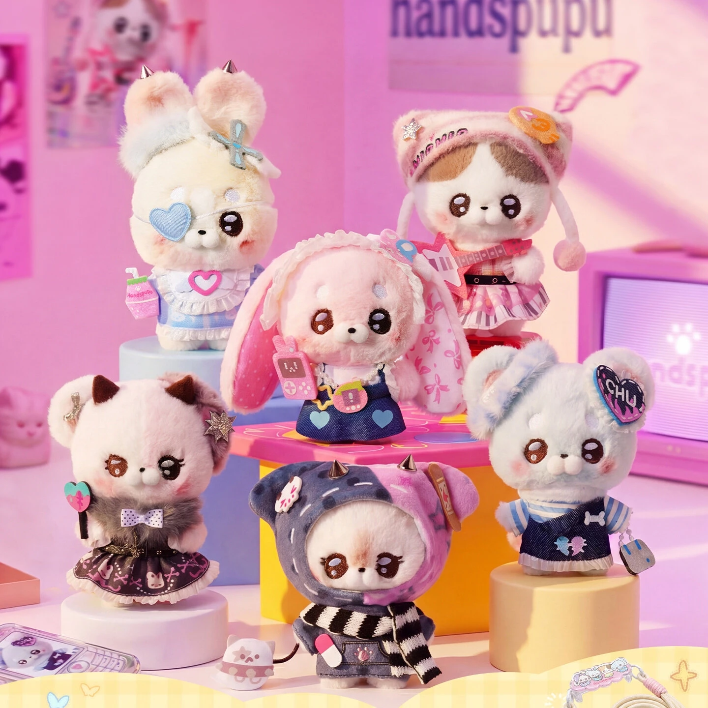 

Handspupu Electronic Sugar Plush Blind Box Y2K Style Cute Animal Doll Keychain Kawaii Collectible Toy Gift for Girls