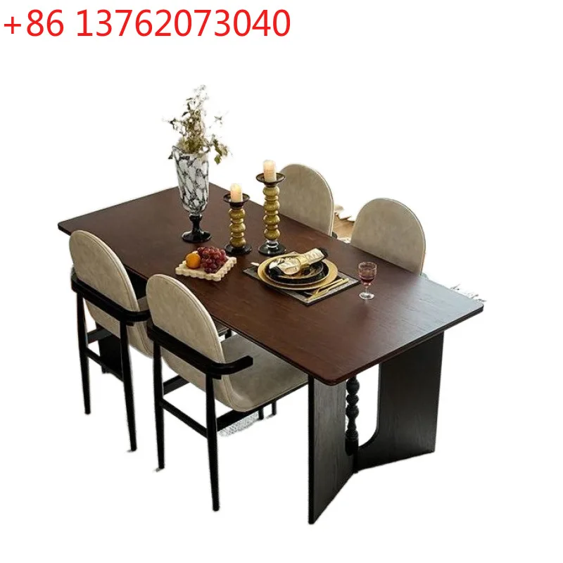 

All solid wood large board French retro dining desk tea medieval dining and chairs rectangular square