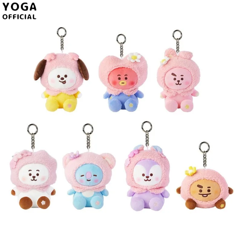 Kawaii Cartoon Bt21 Cherry Plush Doll Anime New Cross Dressing Doll Cute Animal Backpack Key Mobile Phone Pendant Plush Toy Gift