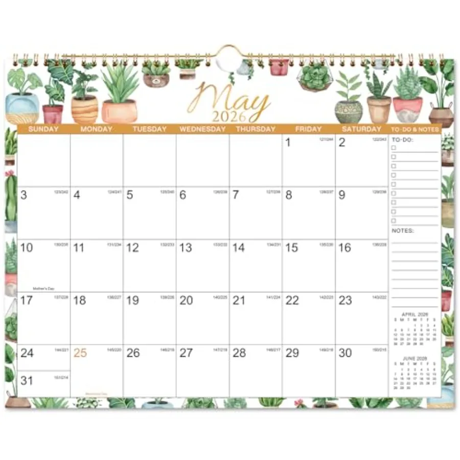 

Wall Calendar 20262026 Calendar Jan.2026 Dec.2026 14.8" x 11.5" 18 Monthly Wall Calendar 2026 with Thick Paper Hanging Hook Per