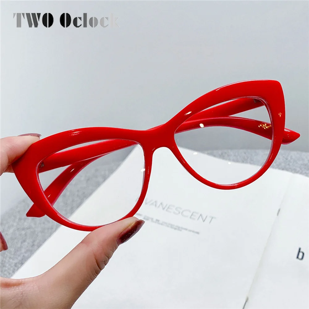 Vintage Women's Eyeglasses Frame Trendy Red Glasses Computer Protection Cat Eye Frame Myopia Optic Prescription 0 Diopter Frames