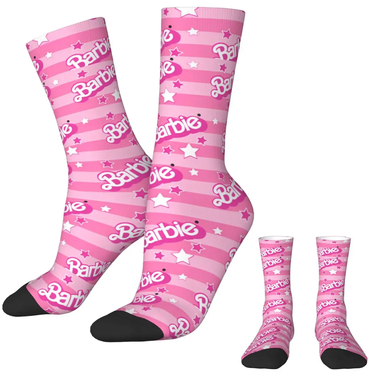 Barbie Logo Stockings Men Cartoon Kawaii Socks Soft Casual Socks Autumn Running Sports Non-Slip Printed Socks Gift Idea