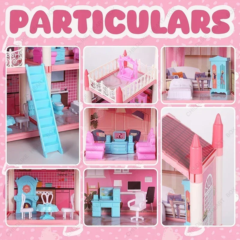 Casa de muñecas Villa Princess Castle Set para niña, Kit de simulación grande, rompecabezas para niña, juguete para regalo