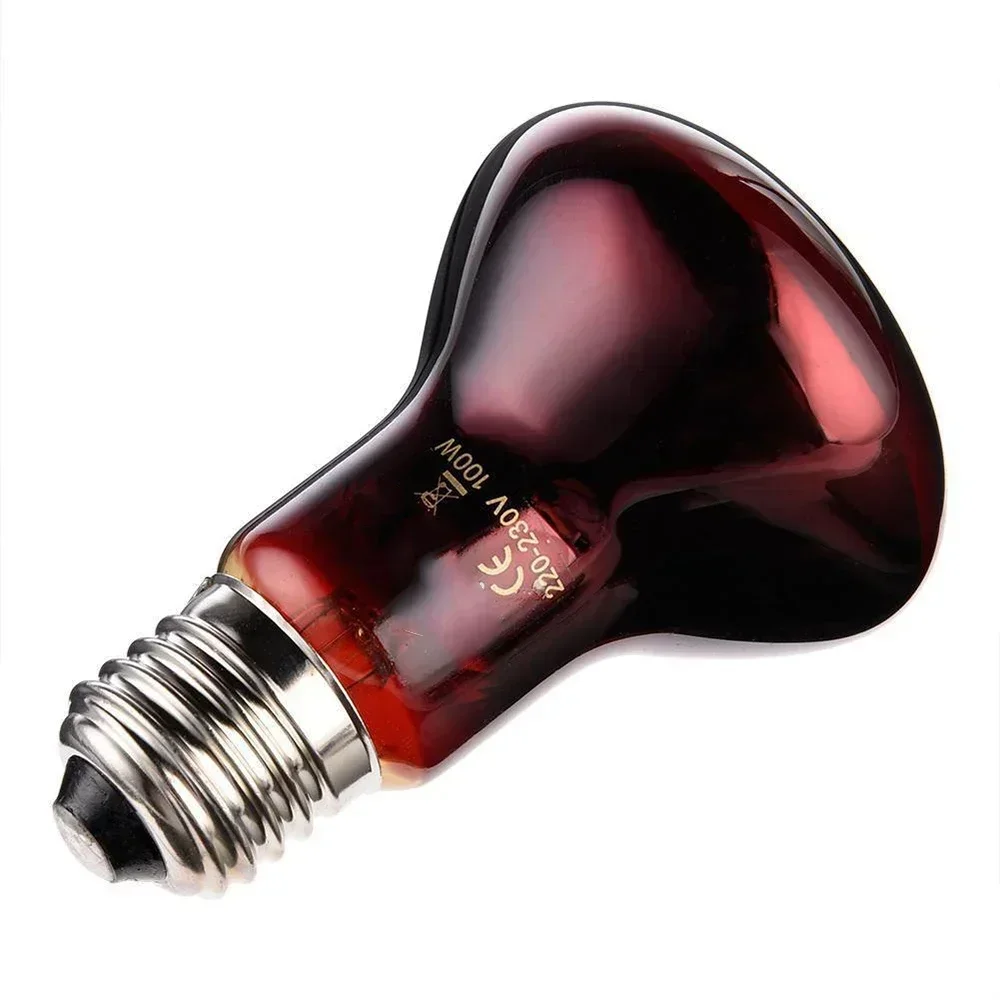 220V UVA Amphibious Red Heating Lamp 25/40/50/75/100W Infrared Lamp Glass Bulb Accessories for Reptiles Snake Lizards E27 Lamp