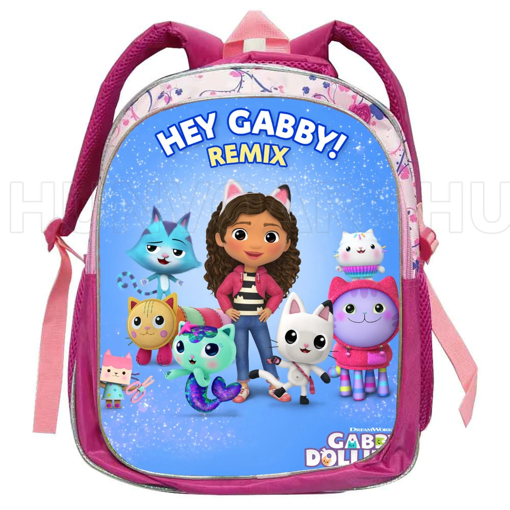 Pink Gabby\'s Doll house Backpack 12inch Kids School Bags Kindergarten Backpack for Boys Girls Baby School Bags 3-4-6 Years