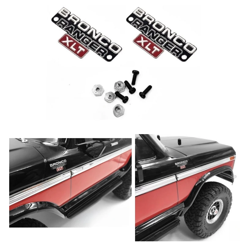 1/10 RC Rock Crawler Truck TRX-4 Ford Bronco Ranger XLT Upgrade Part Metallic Colored Side Logo