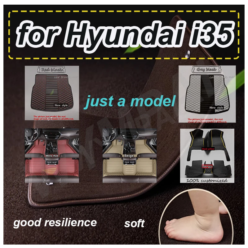 

LUXURY Car Floor Mats For Hyundai i35 Elantra Avante MD UD 2011~2016 Leather Mat Carpet Luxury Rug Auto Interior Parts