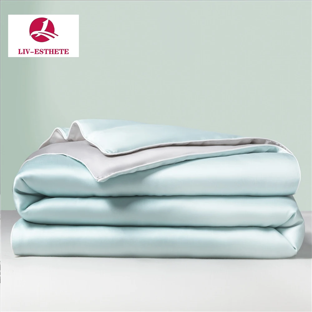 

Liv-Esthete Luxury Summer Quilt Soft Light Blue Gray Comforter Duvet Twin Double Queen King Shell Blanket For Deep Sleep 1pcs