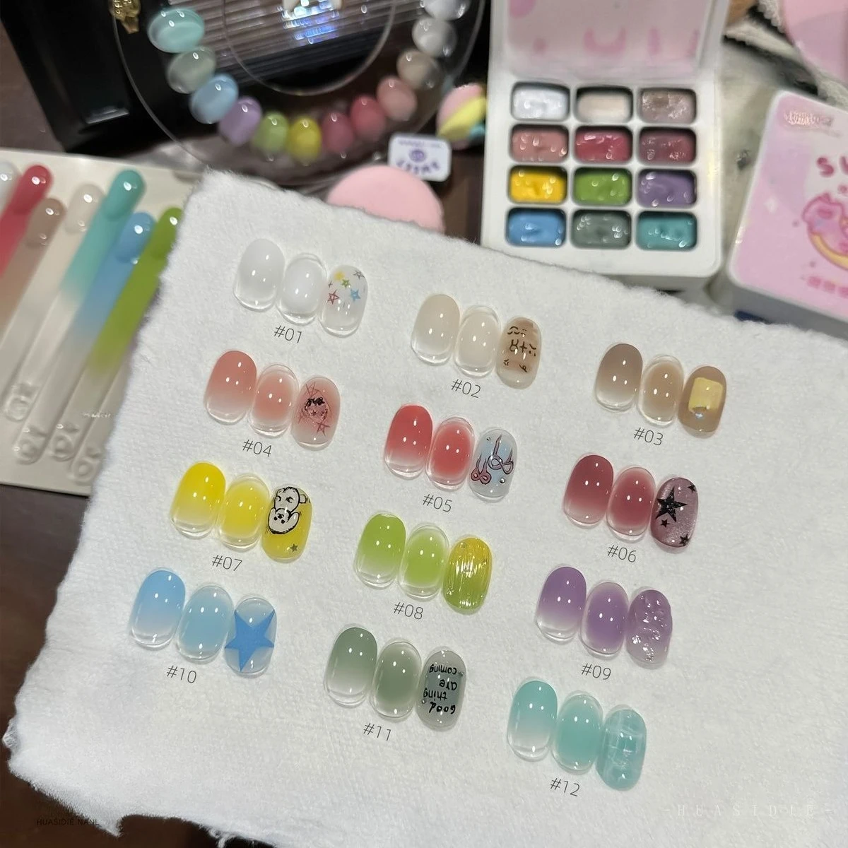 12 Colors Pat Painting Gel Nail Polish Pink Red Patting Glue Smudge Canned High Saturation Semi-Solid Gel varnish Nail Supplies