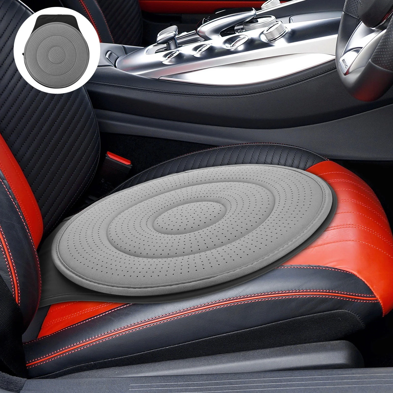 

Car Seat Cushion 360° Swivel Rotating Pad Non Slip Grey Ergonomic Support For Driver Long Commute Auto Seat Vehicle Driving