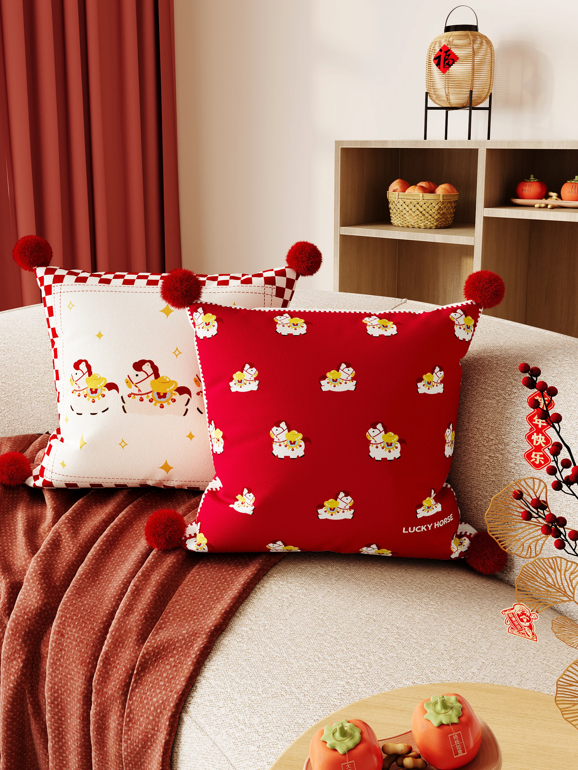 

Плюшевая подушка для дивана, приносящая уют и достаток, квадратная, для создания новогодней атмосферы, для гостиной, татами-подушка, для домашнего использования