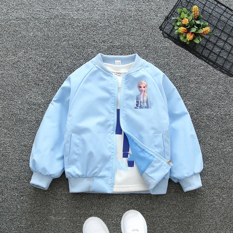 

New 2025 Spring Autumn Girls Jackets Cartoon Anna Elsa Cardigan Zipper Windbreaker for Kids Anime Outerwear Coats 2-8 Years