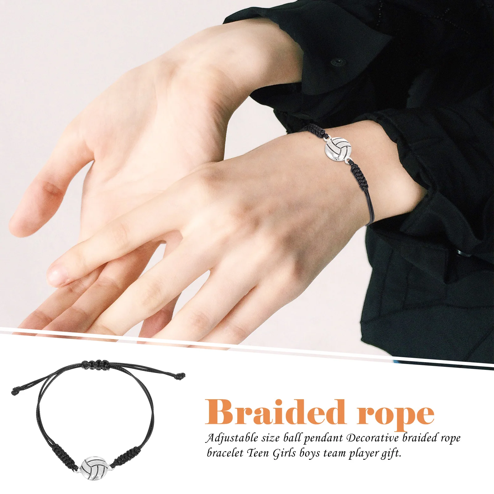 6 قطع من أساور مضفرة على شكل قلادة للكرة الطائرة، أساور معصم مرنة عصرية قابلة للتعديل للاعبين وفريق المدربين خفيفة الوزن #6