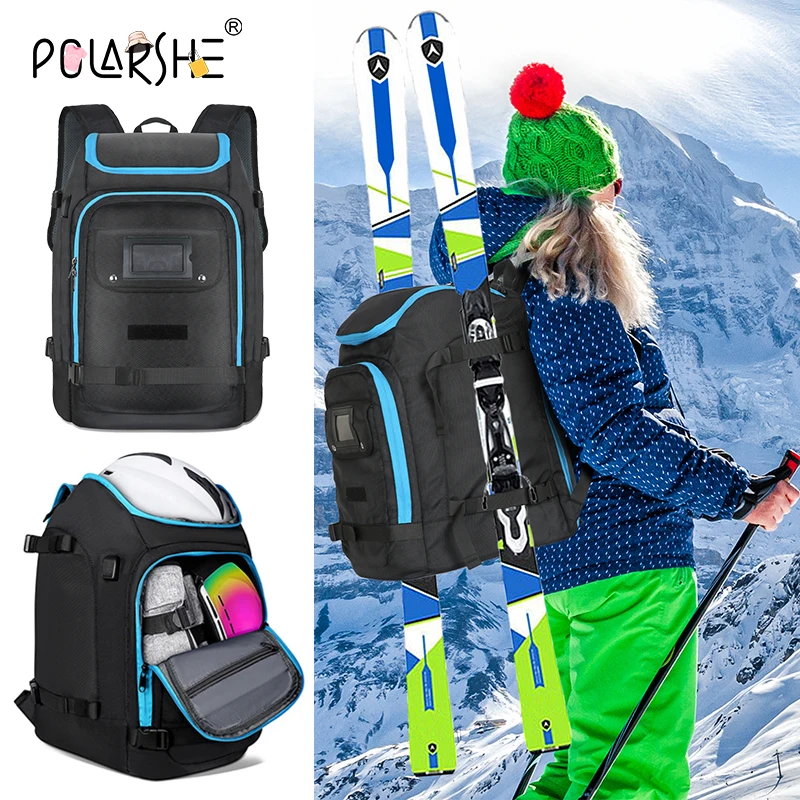 Large Capacity Ski Boot Bag for Men Women 50L Ski Travel Backpack Waterproof Skiing Boot Backpack for Snowboard Gear Accessories