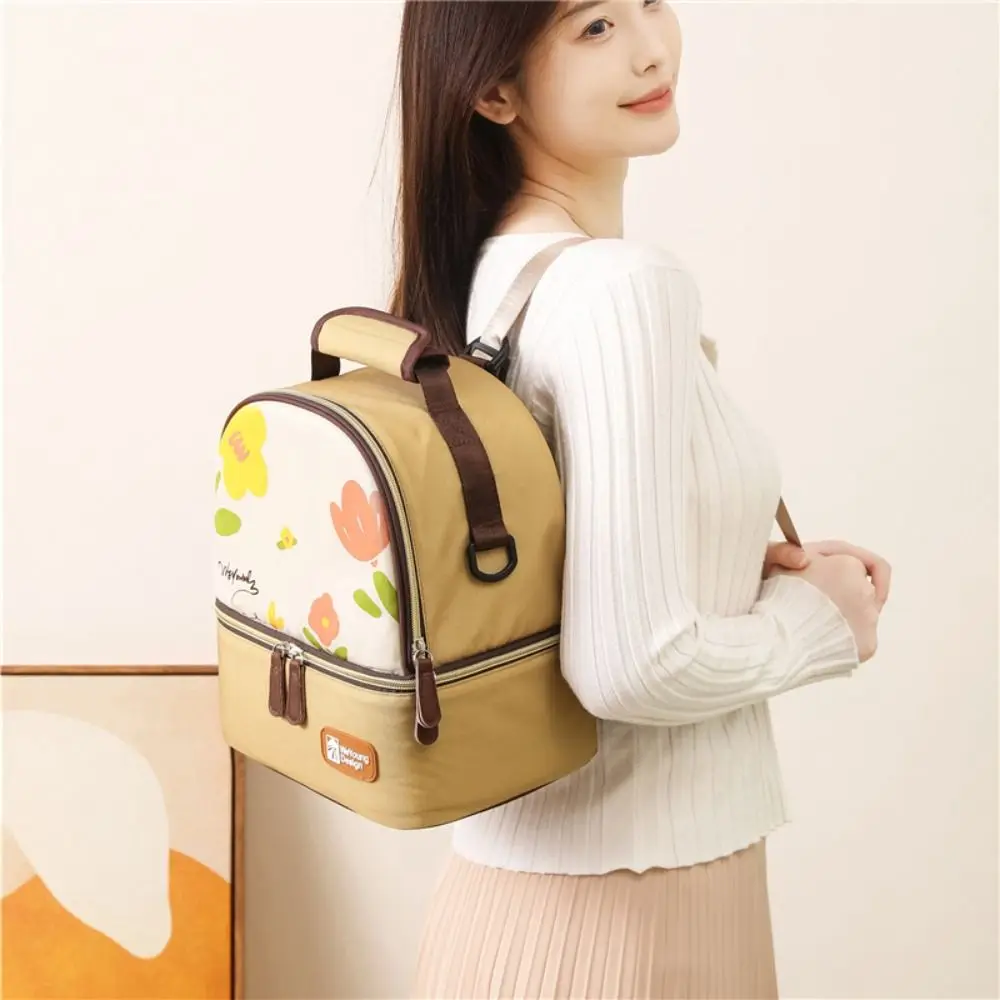 

Multifunctional Maternity Backpack Portable Double Layer Insulated Storage Bag Large Capacity Lightweight Breastmilk Cooler Bag