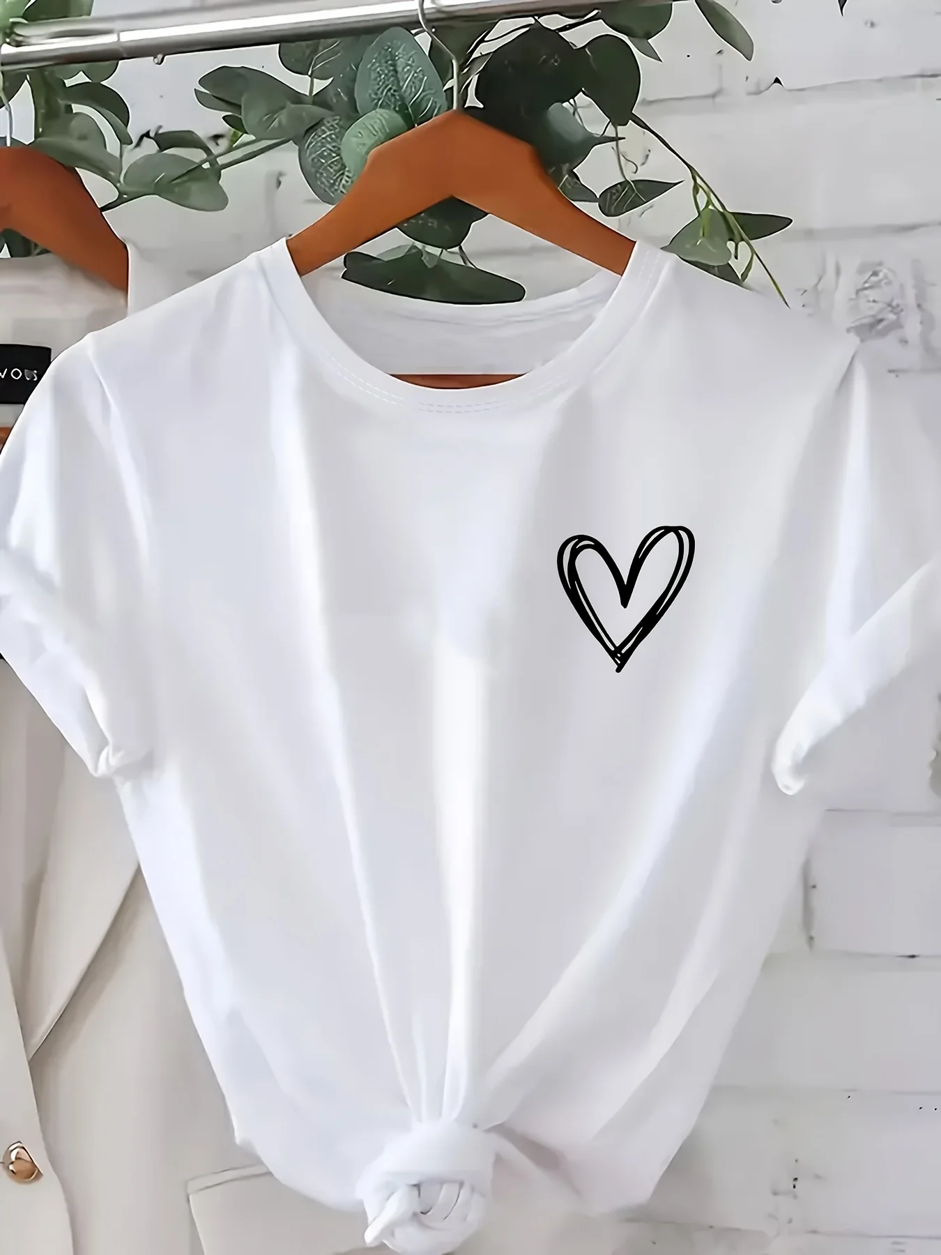 

Женская футболка с рукавами на День святого Валентина, модная футболка с круглым вырезом и геометрическим принтом в виде сердца, Harajuku, повседневная с коротким рукавом