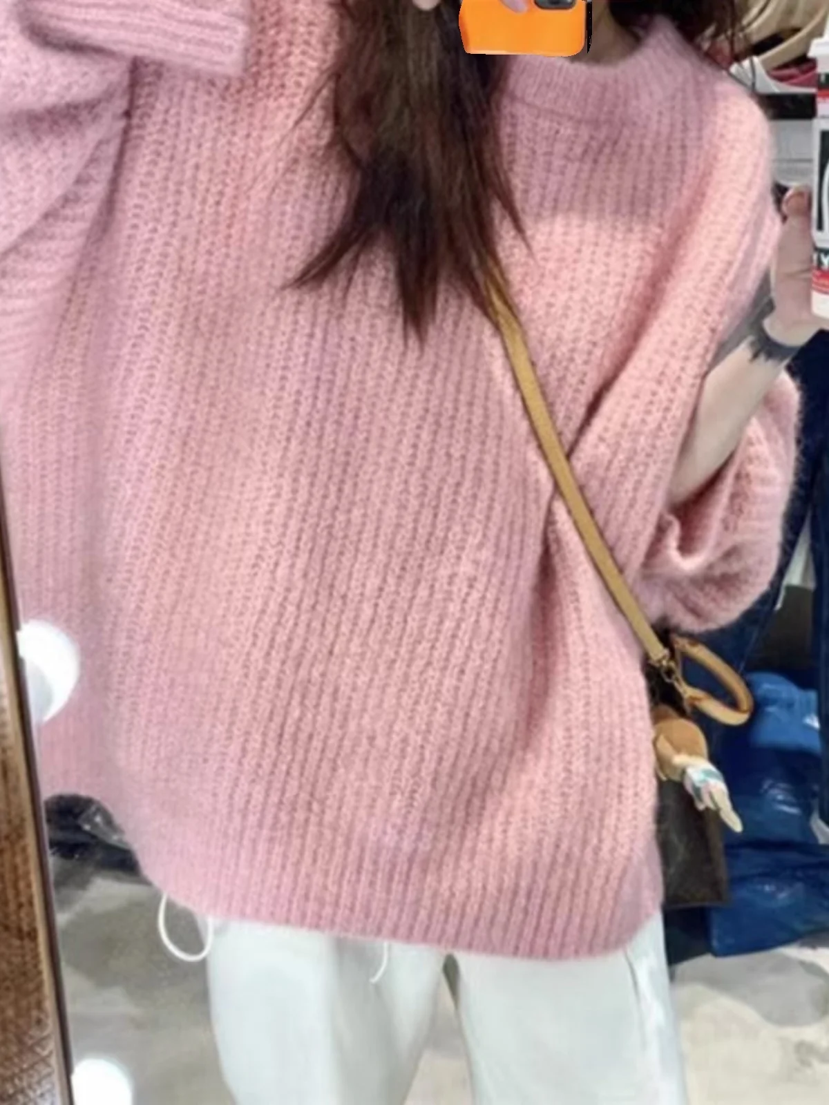 

Оранжевый женский пуловер большого размера, трикотаж, весна-осень, милый круглый топ Ne Long Sve, свободный крой, базовый слой, топ