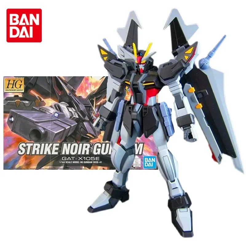 

Bandai Genuine Gundam Model Kit Anime Figure HG SEED 1/144 GAT-X105E Strike Noir Gunpla Anime Action Figure Toys for Children