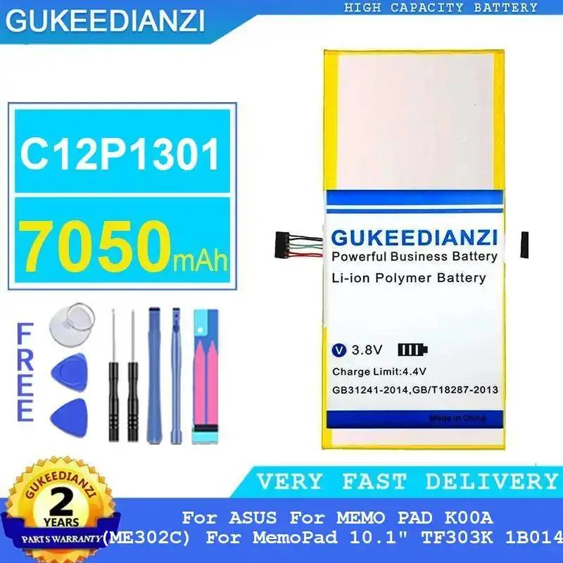 

Tablet Battery C12P1301 High-Efficiency 7050Mah Safe For Asus Memo Pad K00A ME302C For Memopad 10.1" TF303K 1B014A