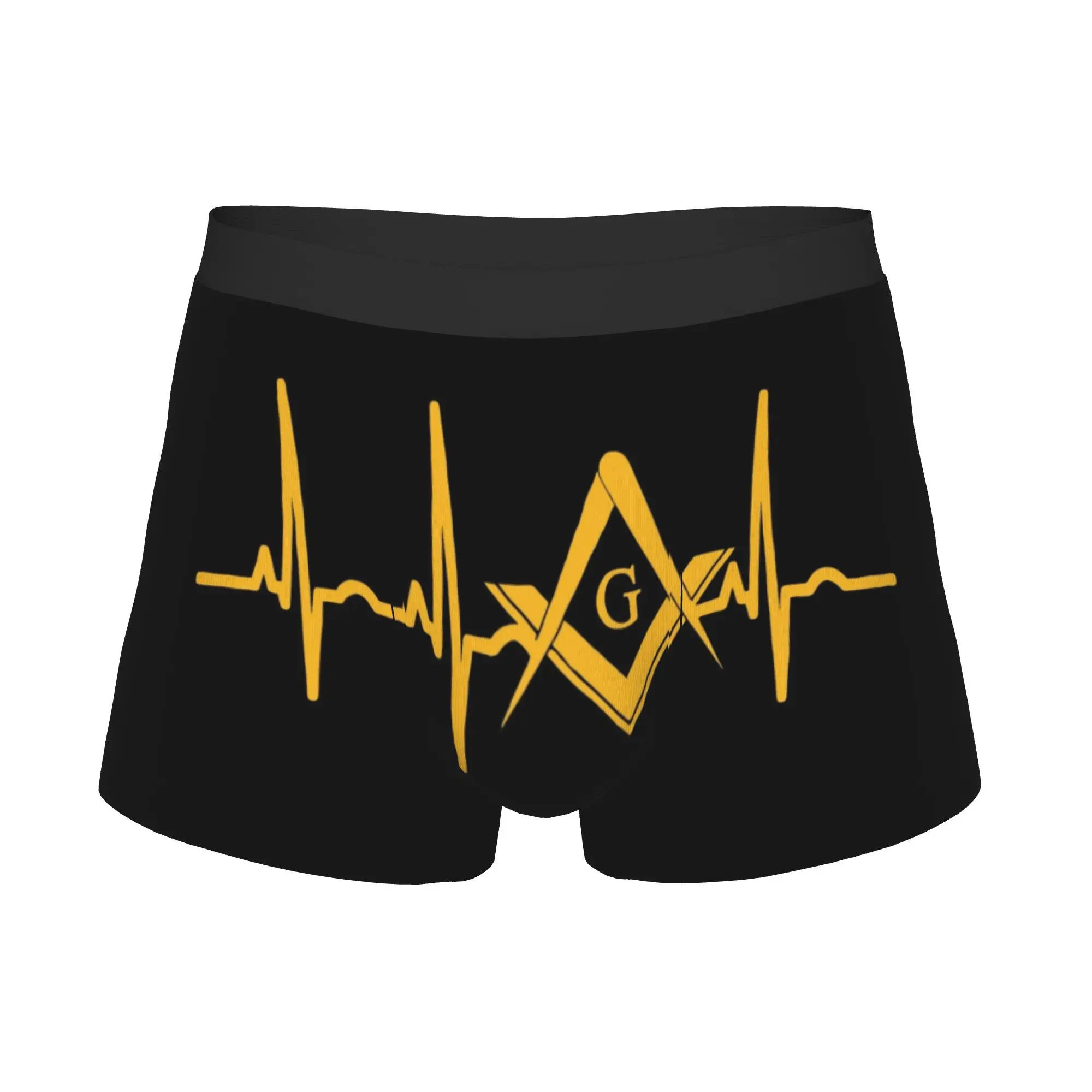 Fashion Heartbeat Freemason Boxers Shorts Panties Male Underpants Breathable Masonic Mason Briefs Underwear