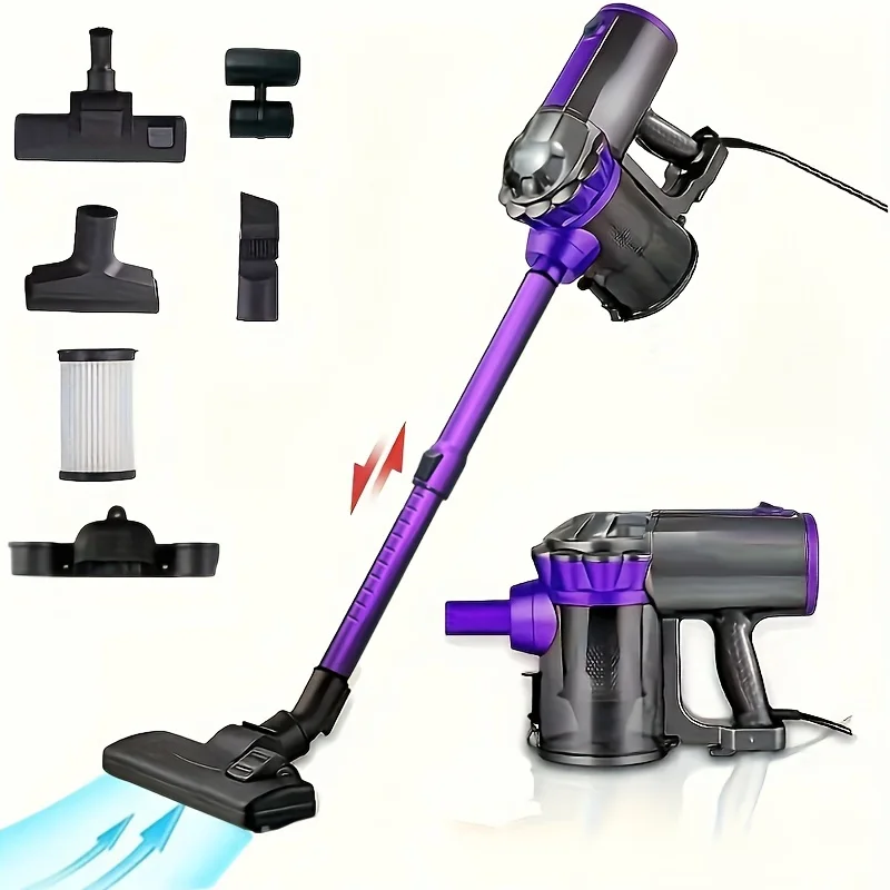 18KPa 600W Portable Four in One Lightweight Handheld Rod Vacuum Cleaner, Suitable for Pet Hair, Hard Floors, and Carpets