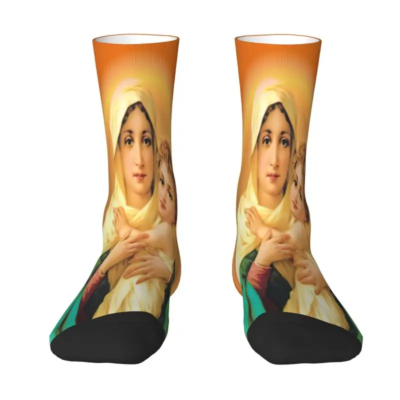 Calcetines de vestir bonitos para hombre Nuestra Señora de Schoenstatt Calcetines unisex cómodos y cálidos con estampado 3D de la Virgen María Catholic Saint Crew