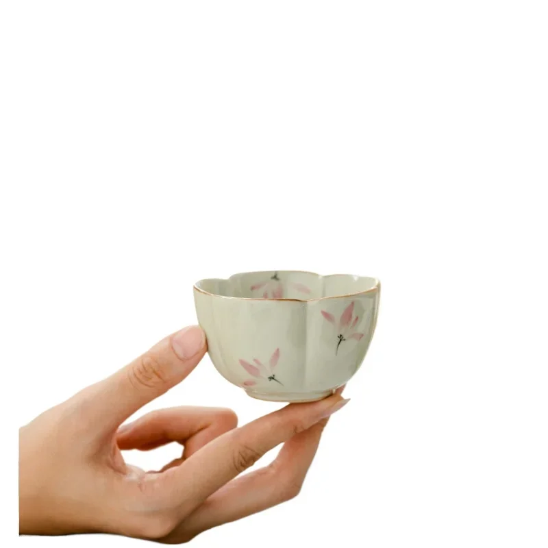 

*Plant Ash Household Master Cup Women's Special Underglaze Color Hand-painted Powder Orchid Simple Ceramic Teacup