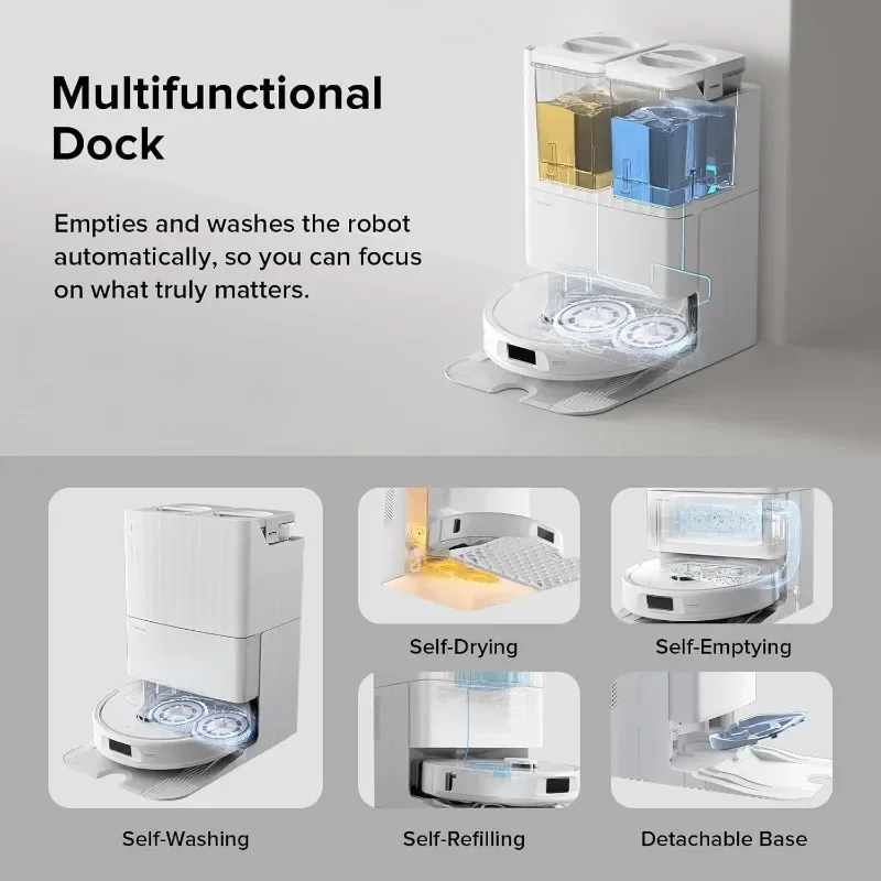Roborock-自動乾燥ロボット掃除機,自動洗濯機,吸引7000Pa,リフトモップ10mm