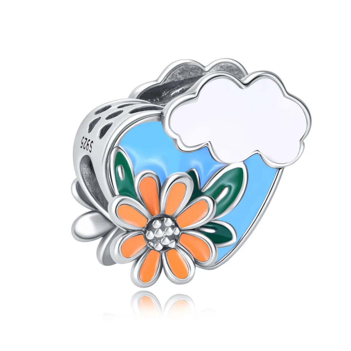 

PANDIY 925 Sterling Silver Bracelet White Cloud Flower Pendant Exquisite Enamel Craftsmanship Suitable Jewelry Charms for Women