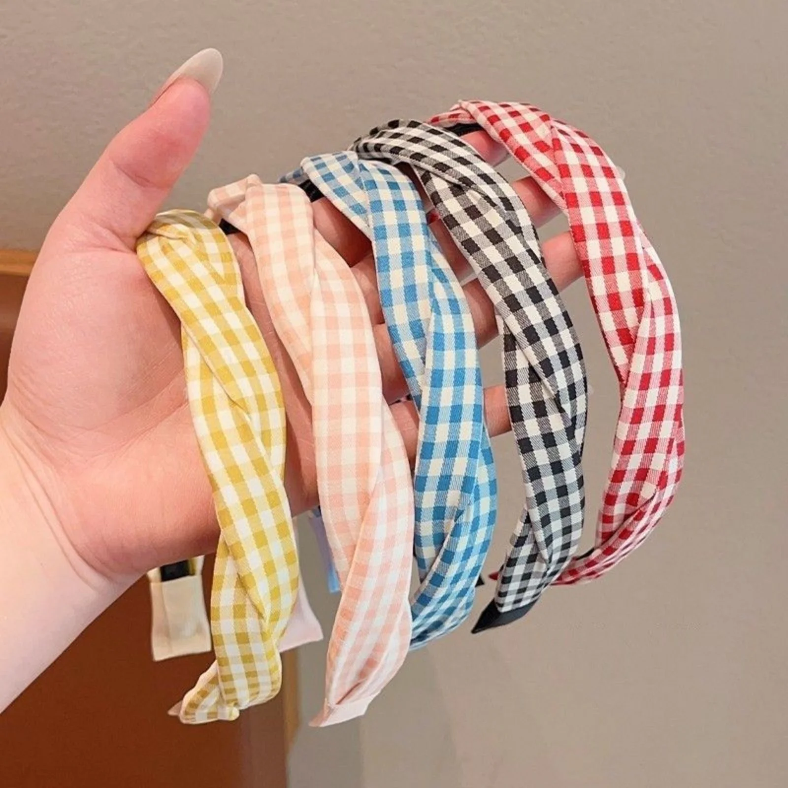 1PC Assorted Color Plaid Headbands, Twisted Pattern, Cute Hair Accessories for Women, Trendy Daily & Party Hair Decor