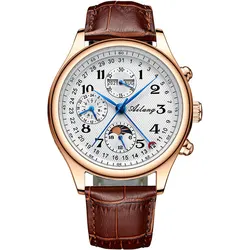 Ailang top luxury brand men's automatic mechanical watch moon phase calendar multi-function waterproof business wristwatch
