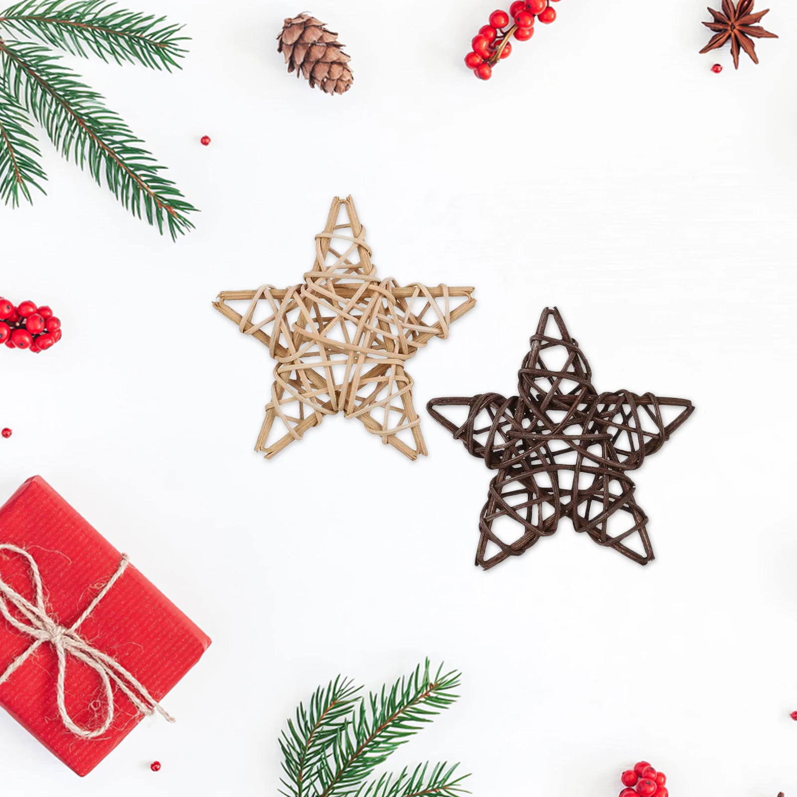 6 قطعة كرات نجوم الروطان 12 سنتيمتر ريفي ستار على شكل الحلي الزخرفية شجرة عيد الميلاد زهرية الحشو عطلة ديكور الحفلات #3