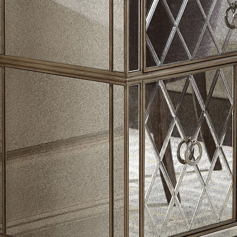 3 أدراج مرآة طاولة بجانب السرير طاولة بجانب السرير لغرفة النوم الفاخرة