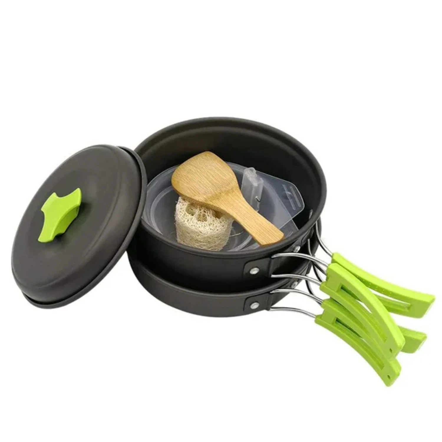 Camping Cookware Kit Lightweight Aluminum Nonstick Boiler Outdoor Cooking Frying Pan Pots  Hiking Picnic BBQ