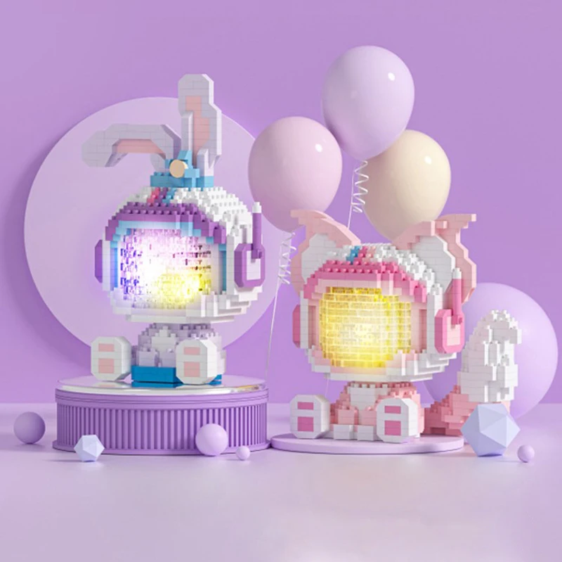 Disney Linabell Micro Building Blocks Lighting Space Stellalou DIY Assembly Model Mini Brick Figure Toys For Kids Gift