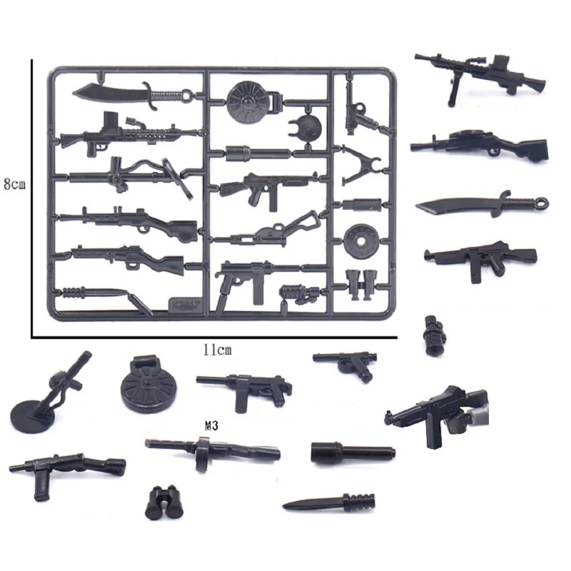 MOC ทหาร WW2อาวุธพิเศษ Forces ปืน Minifigurine SWAT ทหาร Figurine Army อุปกรณ์เสริมบล็อกตัวต่อมินิของเล่นเด็ก