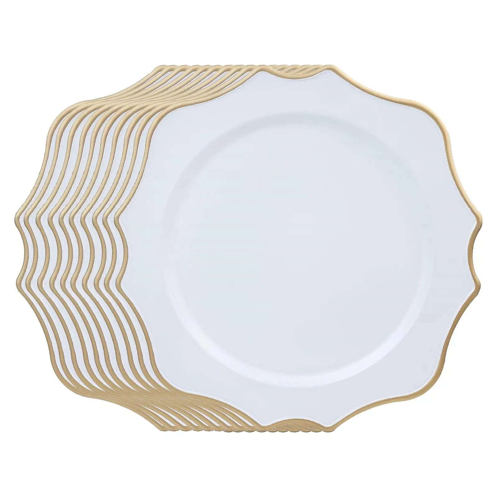 Elegant Plastic Charger Plates Decorative Tableware Plates Luxury Table Plates for Holiday Dinner Events