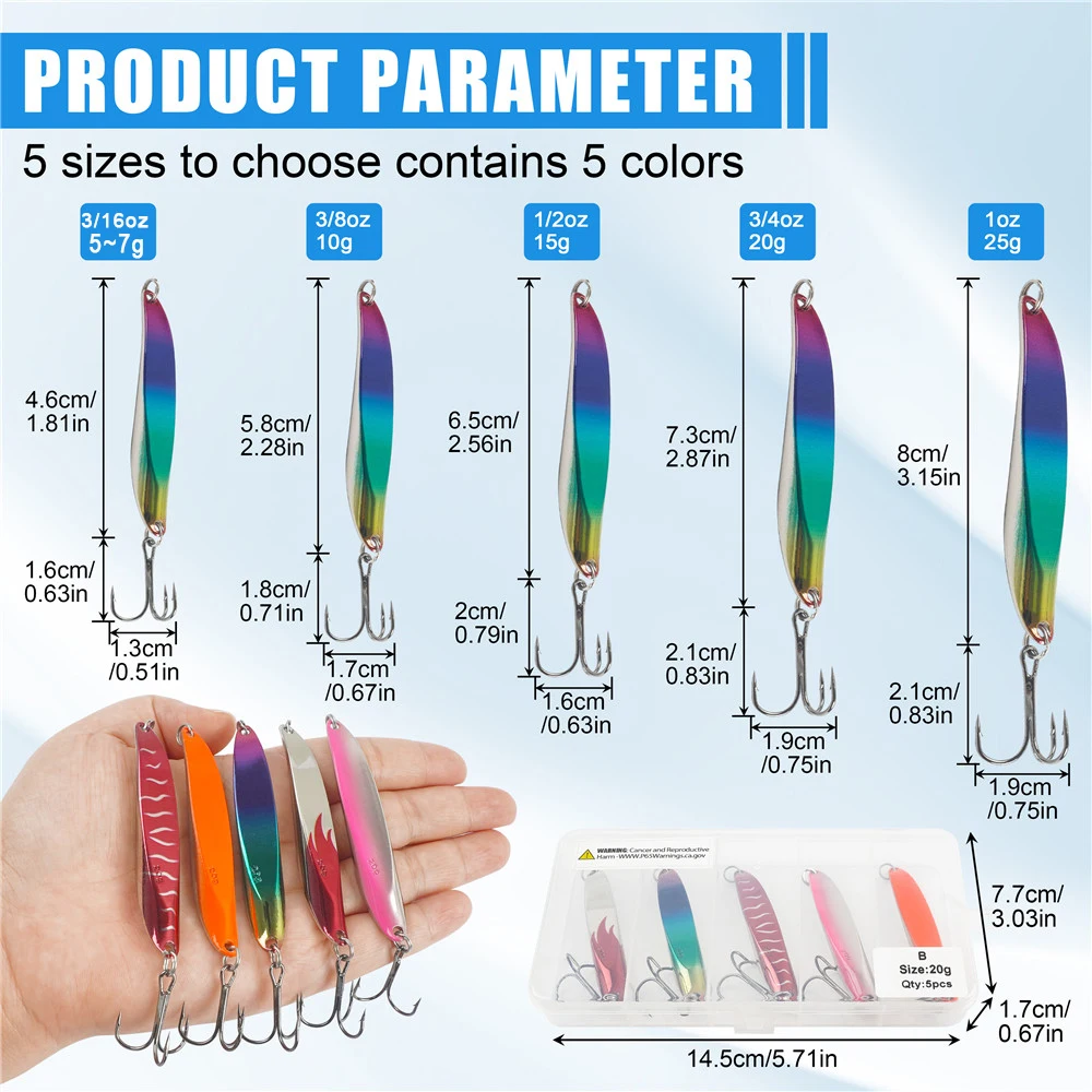 5 stücke Angeln Löffel Lockt Jigging Lockt Forelle Lockt Bass Crappie Walleye Lachs Salzwasser Metall jigs locken Künstliche köder – Detail 1