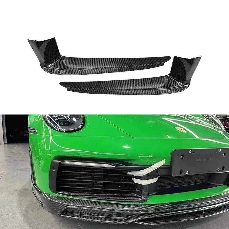 

Carbon fiber fog light frame, spoiler, air knife decoration car parts for Porsche 911 992 front bar wind cutter 2019