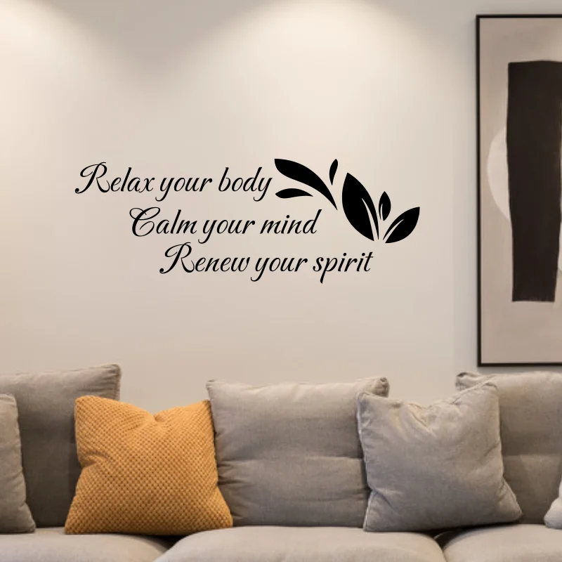 Relax You Body Quotes Wall Stickers Spa Therapy Beauty Salon Sign Decals Art Vinyl Window Decoration Spa Wallpaper Murals