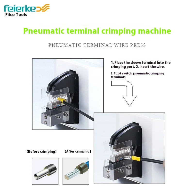 FEK-06M Pneumatic Wire Crimping Tool, Pneumatic Terminal Crimper, Wire Crimping Machine, Cold Press Terminal Connector Machine