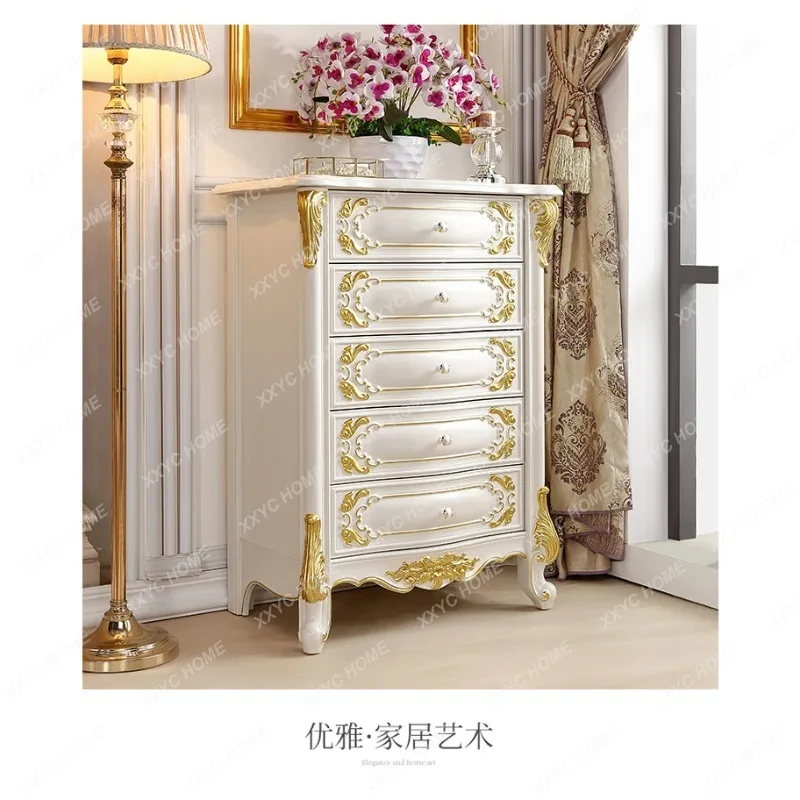 XX  ivory white chest of drawers solid wood bedroom storage drawer corner cabinet